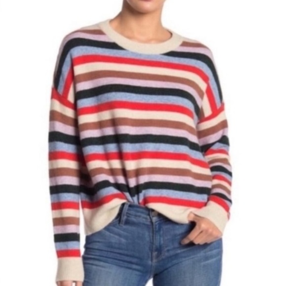 ✨NWT✨ MADEWELL James Striped Wool Blend Pullover Sweater in Heather Torch XS, L - Picture 5 of 5